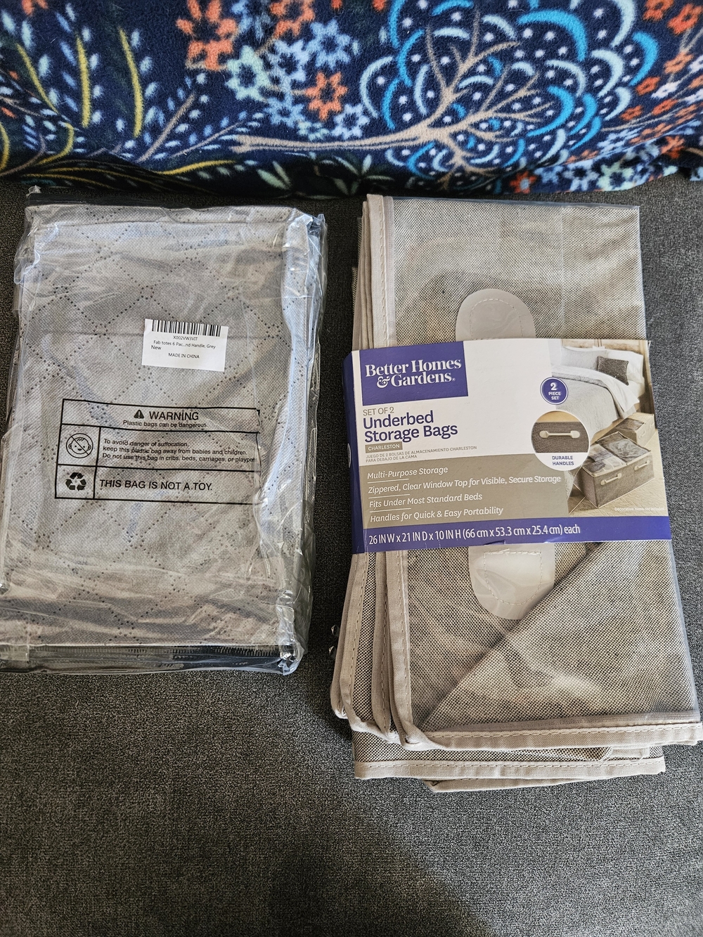 Storage Bundle - BH&G Beige Underbed Storage Bags & Grey Fab Totes